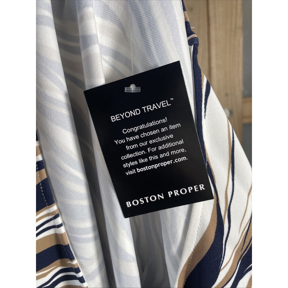 Boston Proper Beyond Travel Zebra Print Dress Womens M Stretch Knit Midi - Picture 6 of 9